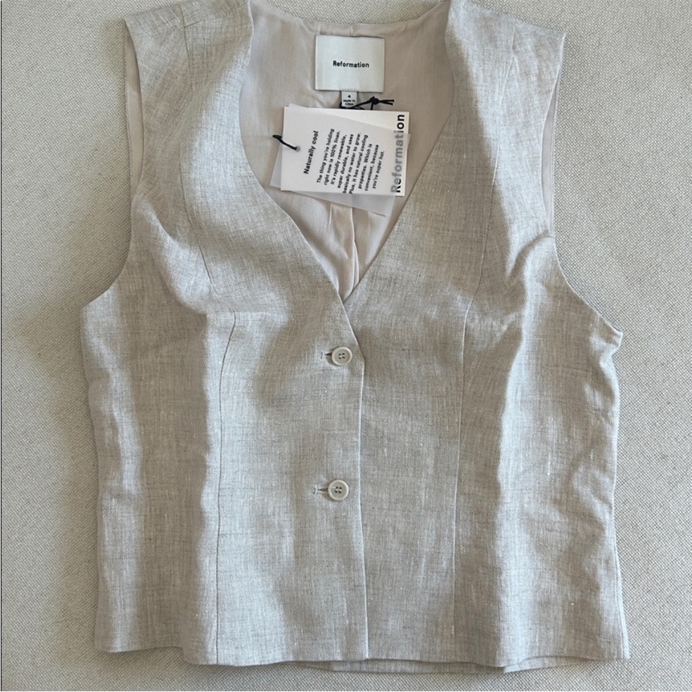 NWT • Reformation Anita Linen Vest - Picture 2 of 8